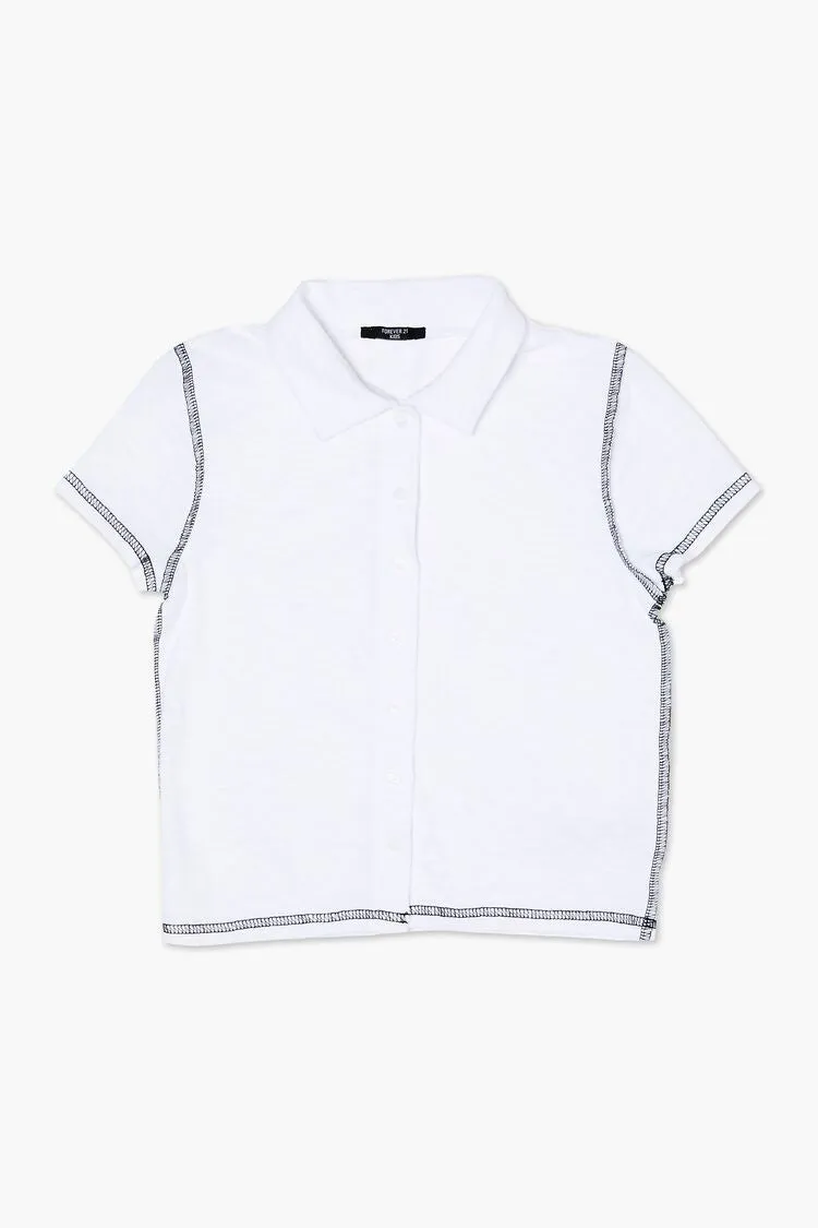 Forever 21 Mädchen Knopfleiste Hemd (Kinder) Weiß Forever 21