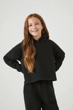 Forever 21 Mädchen Drop-Sleeve Hoodie Sweatshirt (Kinder) Schwarz Forever 21