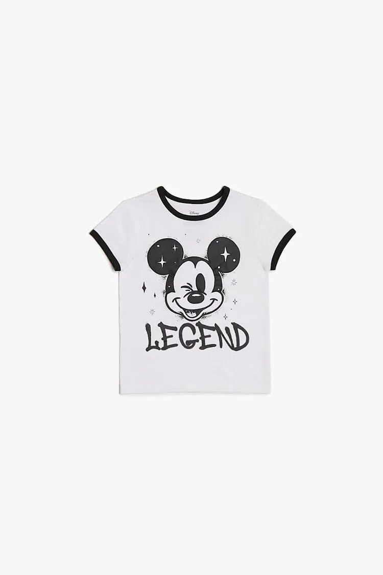 Forever 21 Mädchen Mickey Mouse Grafik T-Shirt (Kinder) Weiß/Mehrfarbig Forever 21