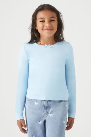 Forever 21 Mädchen Rippstrick-Schleifenoberteil (Kinder) Blau Forever 21