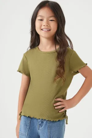 Forever 21 Mädchen Rüschen Top mit Kordelzug (Kinder) Olive Forever 21