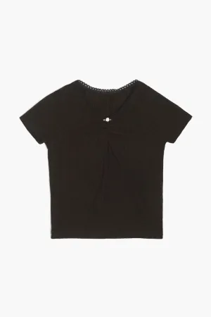 Forever 21 Mädchen Rüschen-Rosetten T-Shirt (Kinder) Schwarz Forever 21