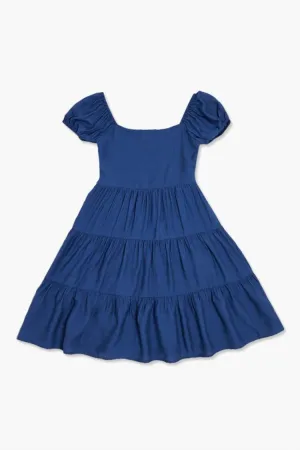 Forever 21 Mädchen Rüschenkleid mit Puffärmeln (Kinder) Marineblau Forever 21