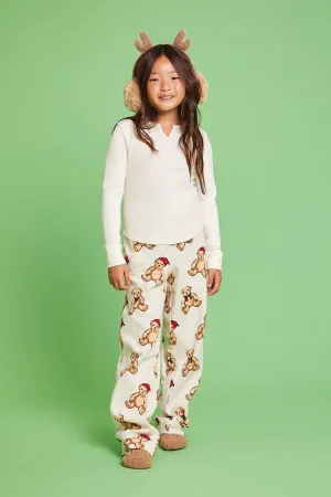 Forever 21 Mädchen Teddybär Flanell Pyjamahose (Kinder) Weiß/Mehrfarbig Forever 21