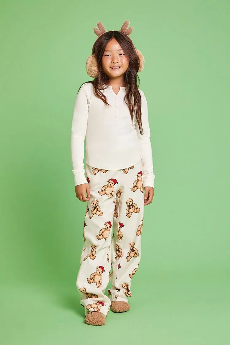 Forever 21 Mädchen Teddybär Flanell Pyjamahose (Kinder) Weiß/Mehrfarbig Forever 21