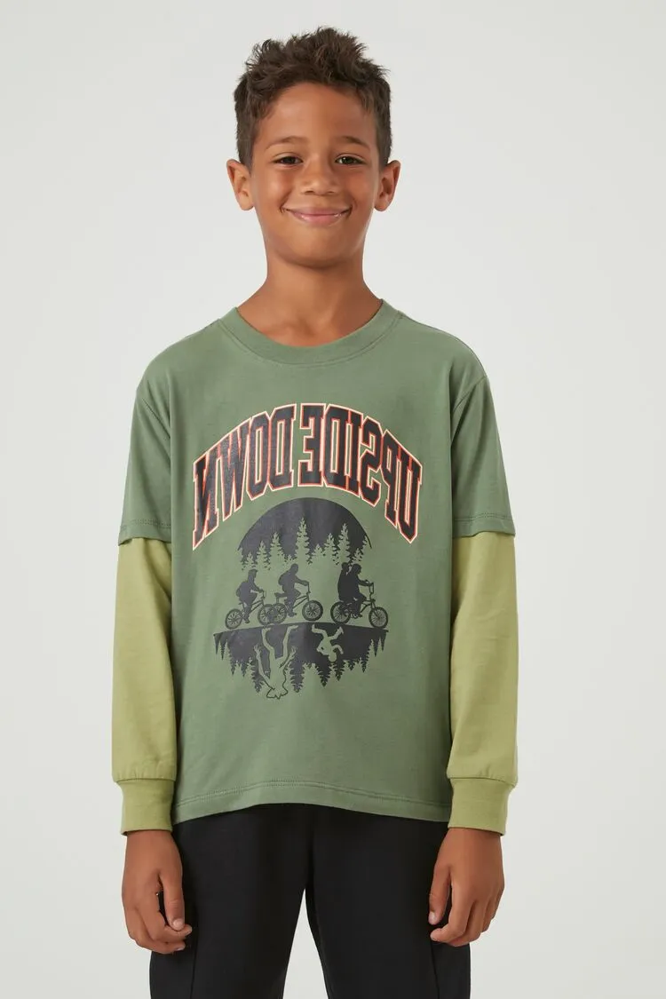 Forever 21 Kids Umgedrehtes Kombi-T-Shirt (Mädchen   Jungen) Olive/Mehrfarbig Forever 21