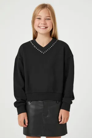 Forever 21 Strickpullover für Mädchen (Kinder) mit Strassbesatz Schwarz/Mehrfarbig Forever 21