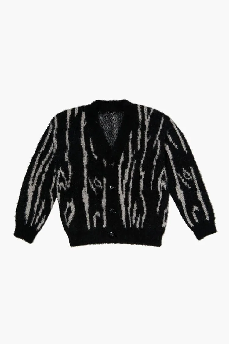 Forever 21 Strick Cardigan mit abstraktem Muster für Kinder (Mädchen   Jungen) Schwarz/Mehrfarbig Forever 21