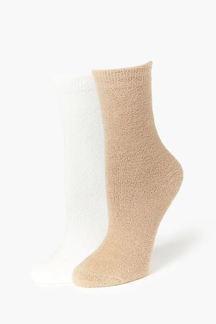 Forever 21 Damen Flauschige Strick-Socken Set Weiß/Beige Forever 21
