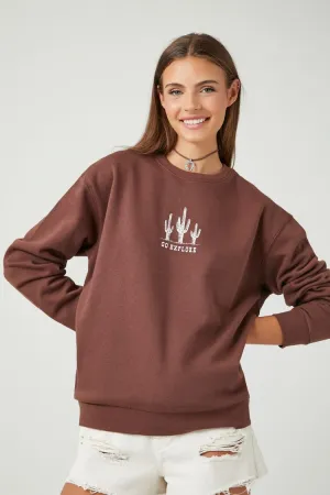 Forever 21 Damen Go Explore Grafik-Pullover Braun/Mehrfarbig Forever 21