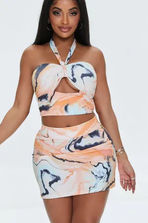 Forever 21 Damen Marmor Bodycon Minirock Orange/Mehrfarbig Forever 21