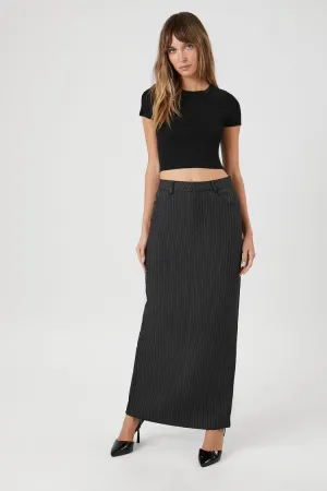 Forever 21 Damen Nadelstreifen-Midi-Rock Schwarz/Weiß Forever 21