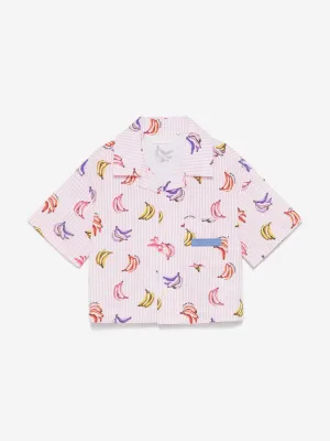 Mädchen AOP Bananas Cropped Shirt in Pink