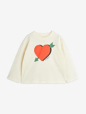 Mädchen Pfeil-Herz Langarm T-Shirt in Elfenbein
