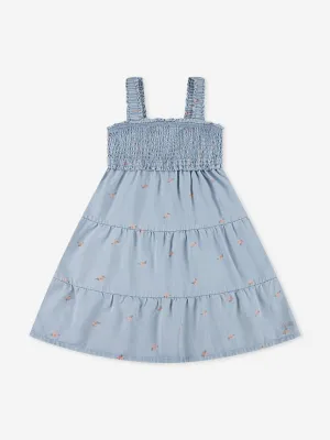Mädchen Baby Puppen Kleid mit Rüschen in Blau