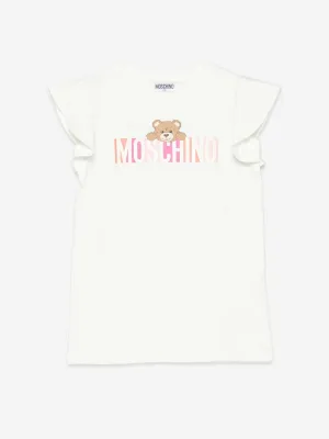 Mädchen Bär Logo Kleid in Elfenbein
