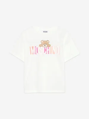 Mädchen Bär Logo T-Shirt in Elfenbein
