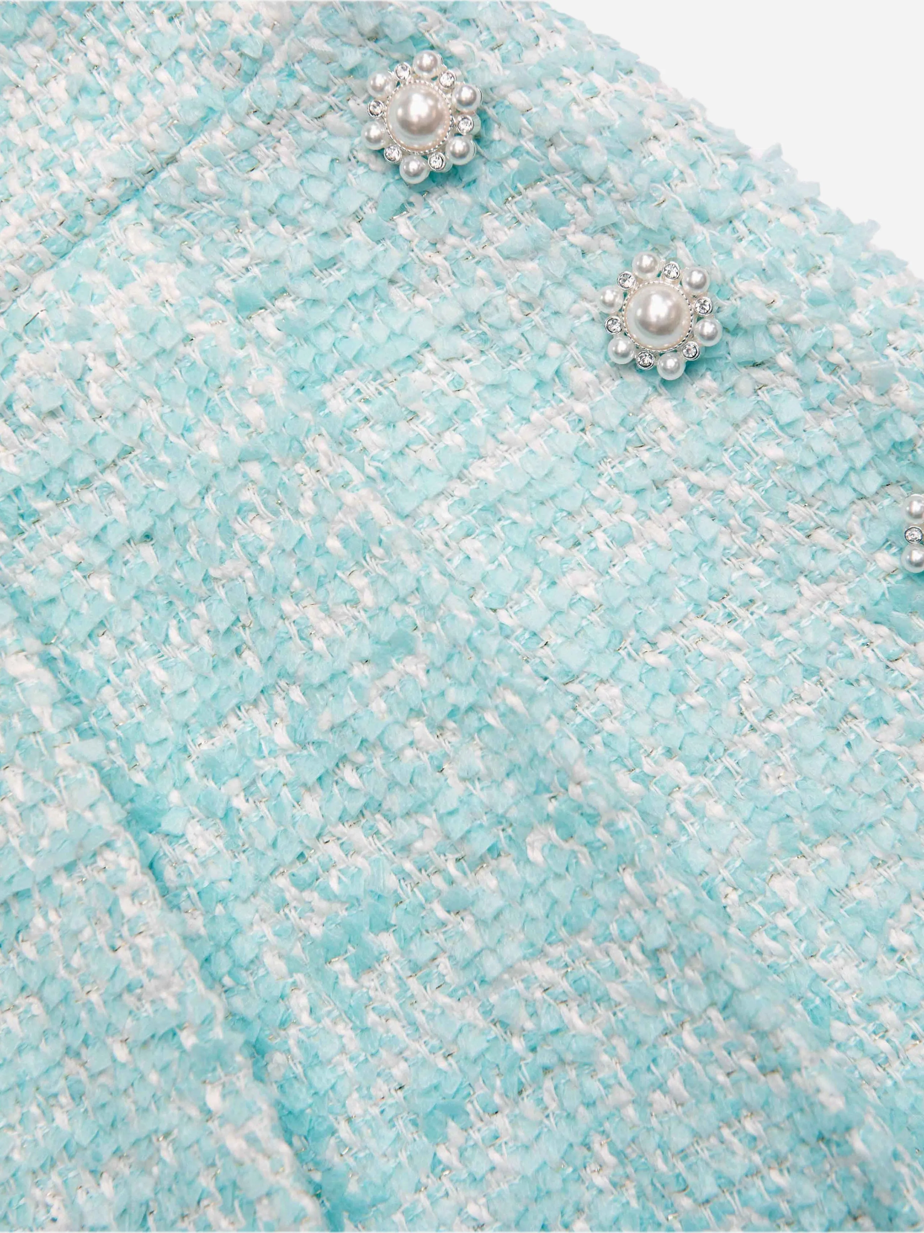 Mädchen Bouclé-Blumen-Rock mit Pailletten in Blau