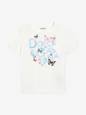 Mädchen Schmetterling Logo T-Shirt in Weiß