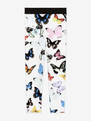 Mädchen Schmetterlingsdruck Leggings in Weiß
