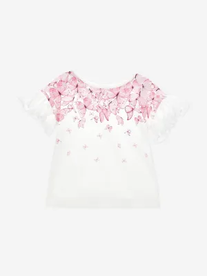 Mädchen Schmetterlingsdruck T-Shirt in Elfenbein
