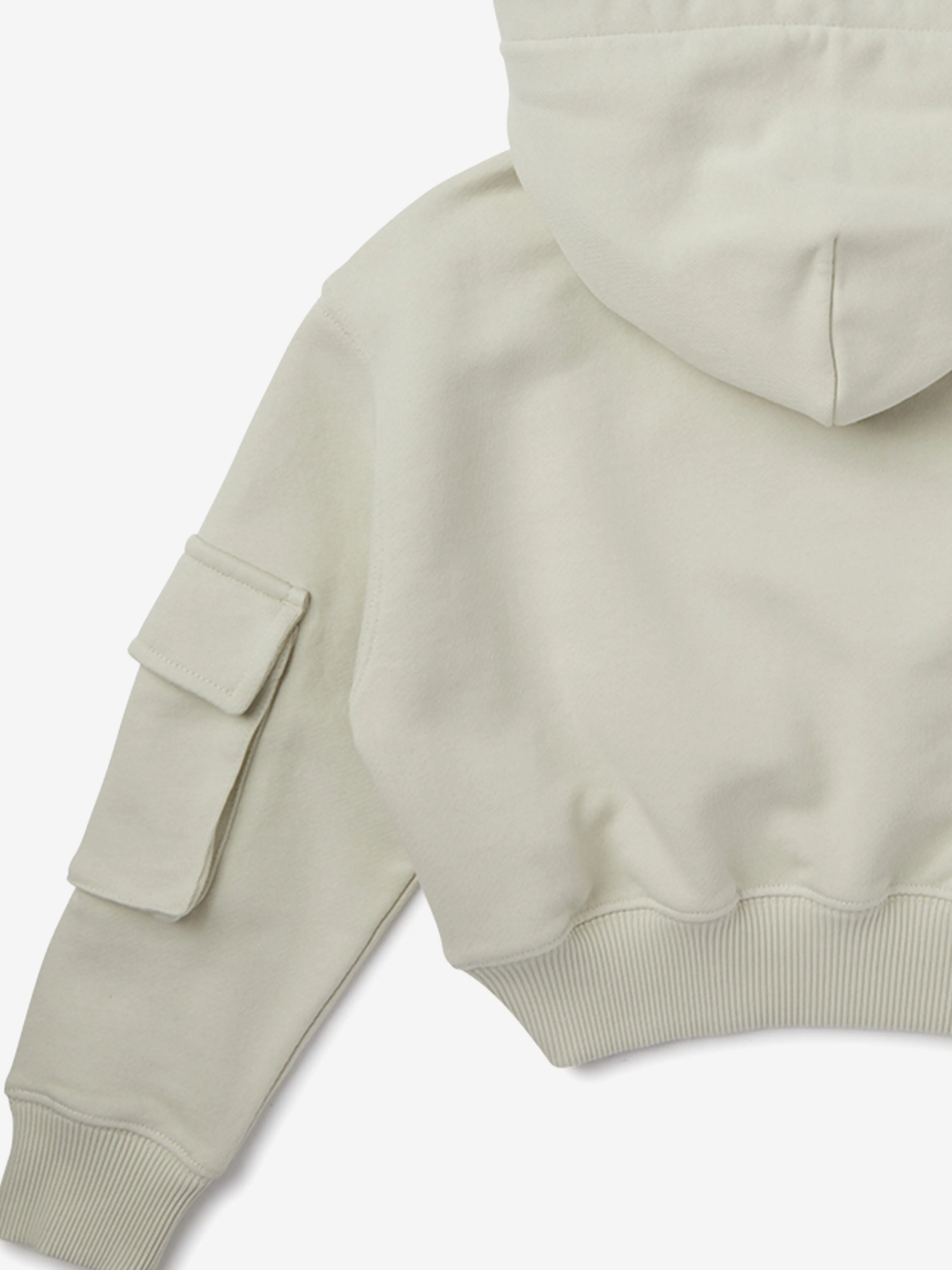 Mädchen Cargo Cropped Hoodie in Grau