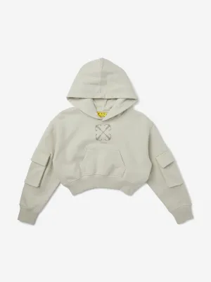 Mädchen Cargo Cropped Hoodie in Grau