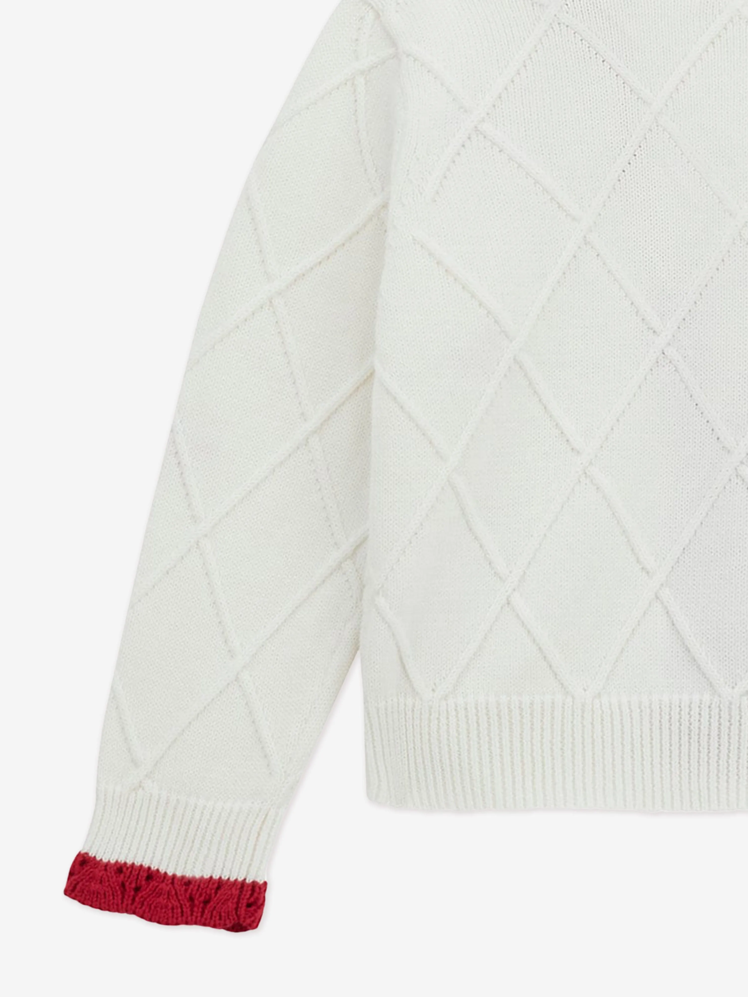 Mädchen Kirsch Cardigan in Elfenbein