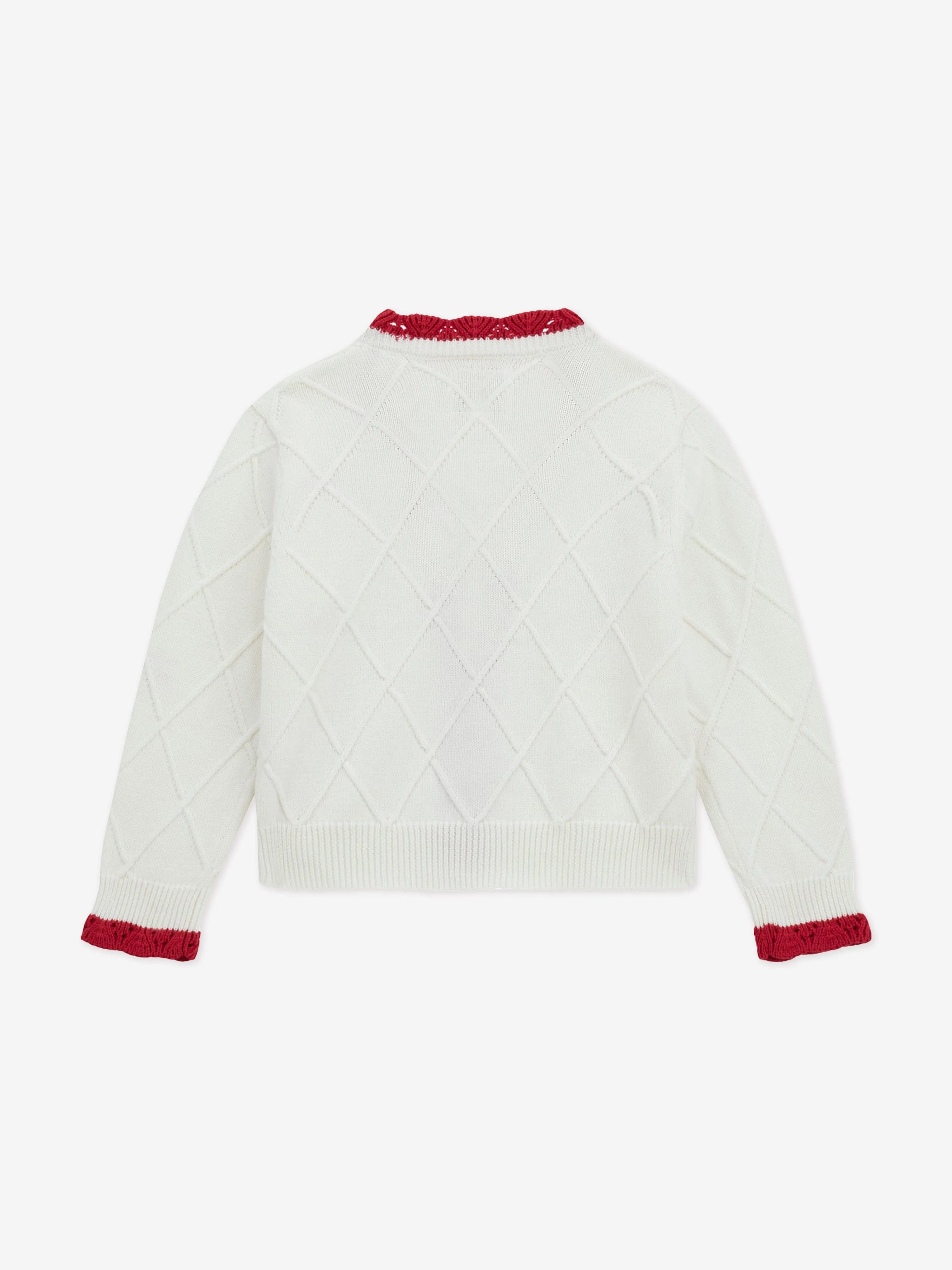 Mädchen Kirsch Cardigan in Elfenbein
