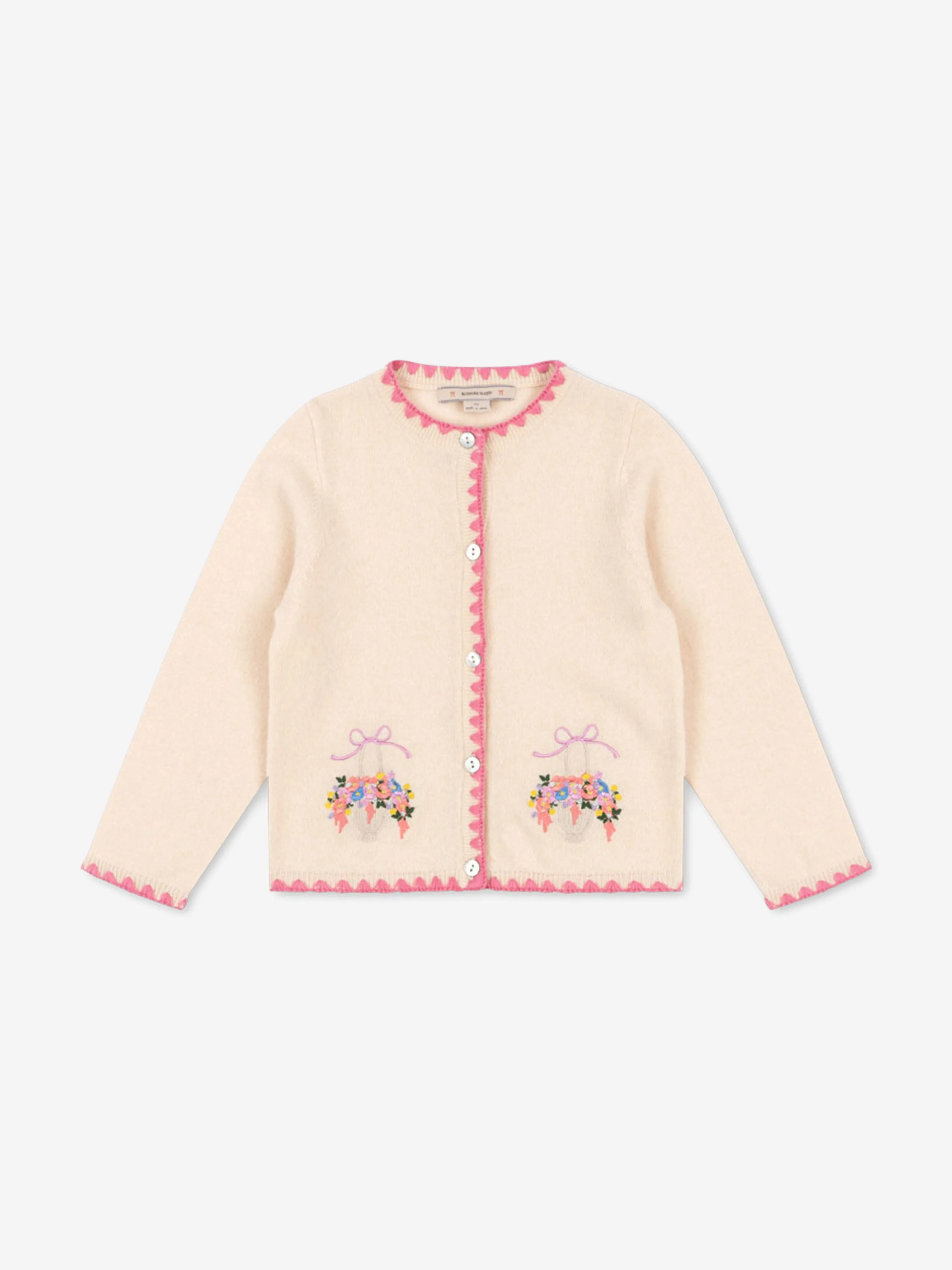 Mädchen Collette Woll Strick Cardigan in Elfenbein