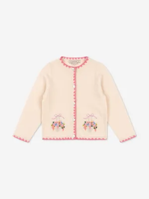 Mädchen Collette Woll Strick Cardigan in Elfenbein