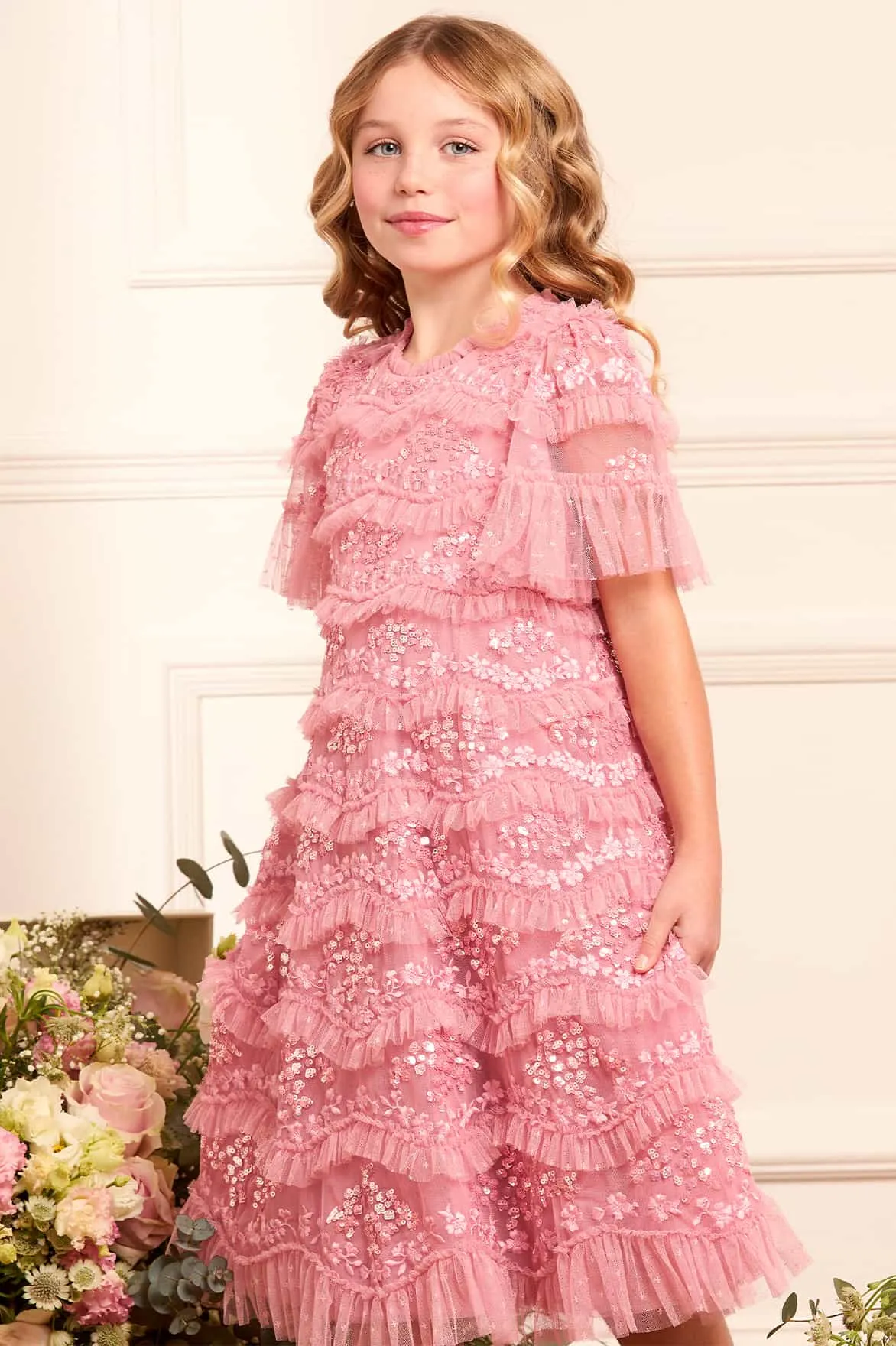 Mädchen Daisy Wave Kleid in Rosa