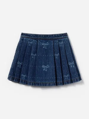 Mädchen Jeansrock mit Schleifenprint in Blau