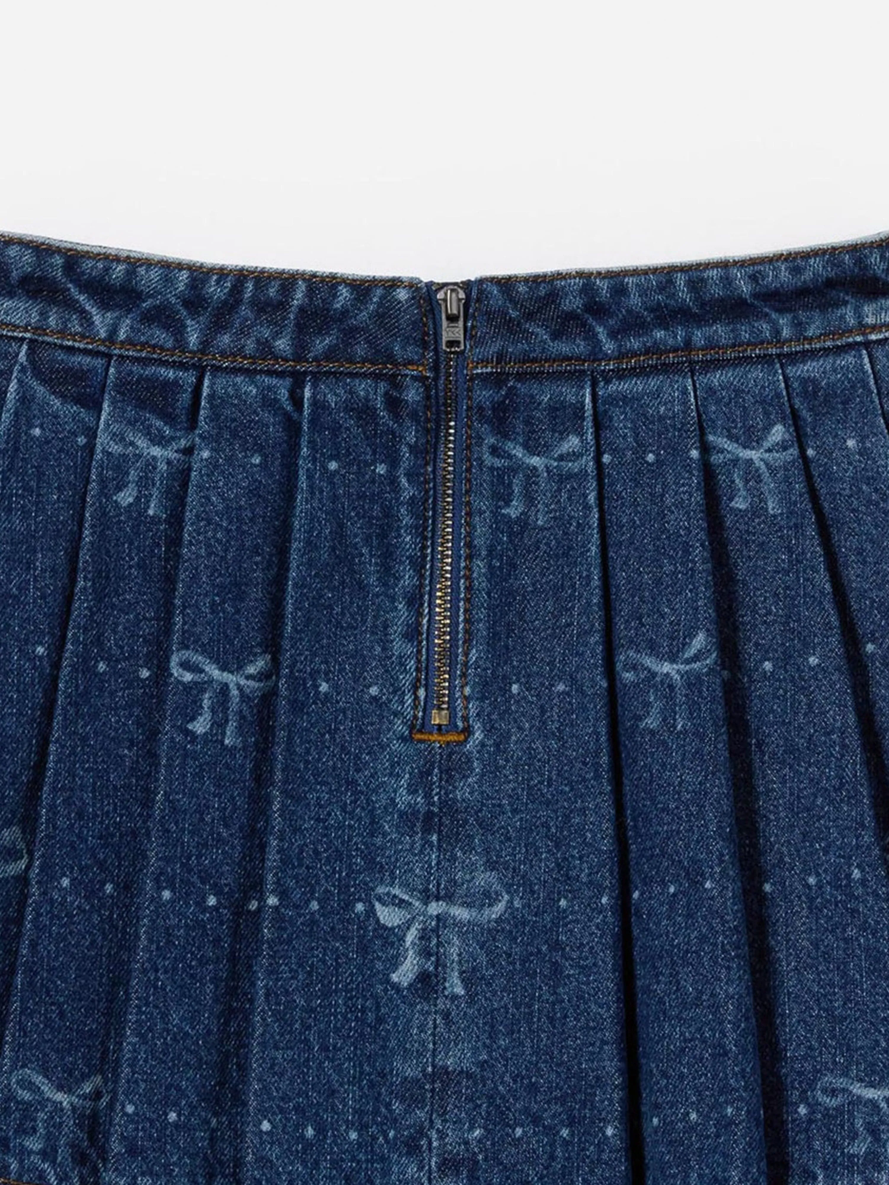 Mädchen Jeansrock mit Schleifenprint in Blau