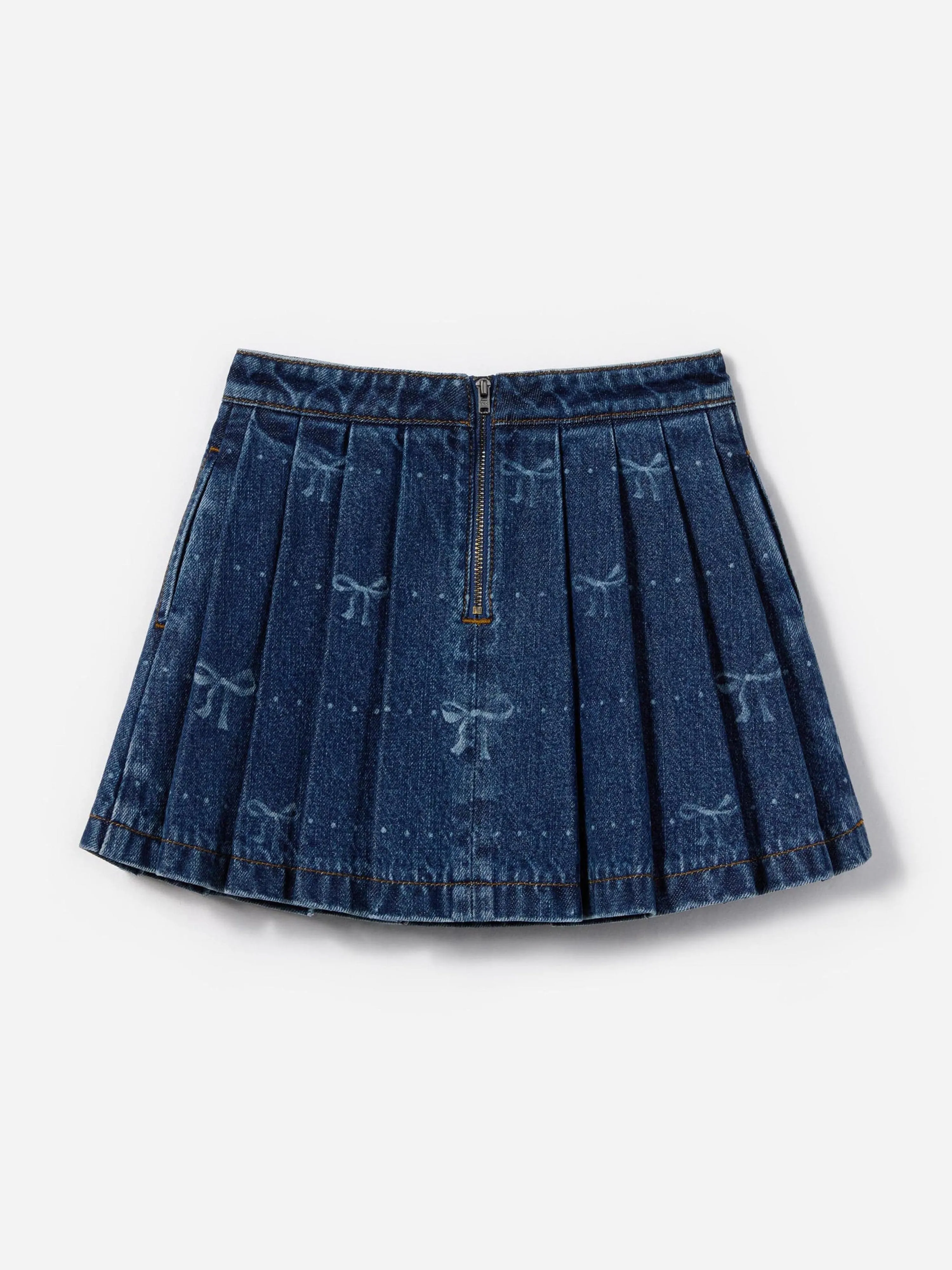 Mädchen Jeansrock mit Schleifenprint in Blau