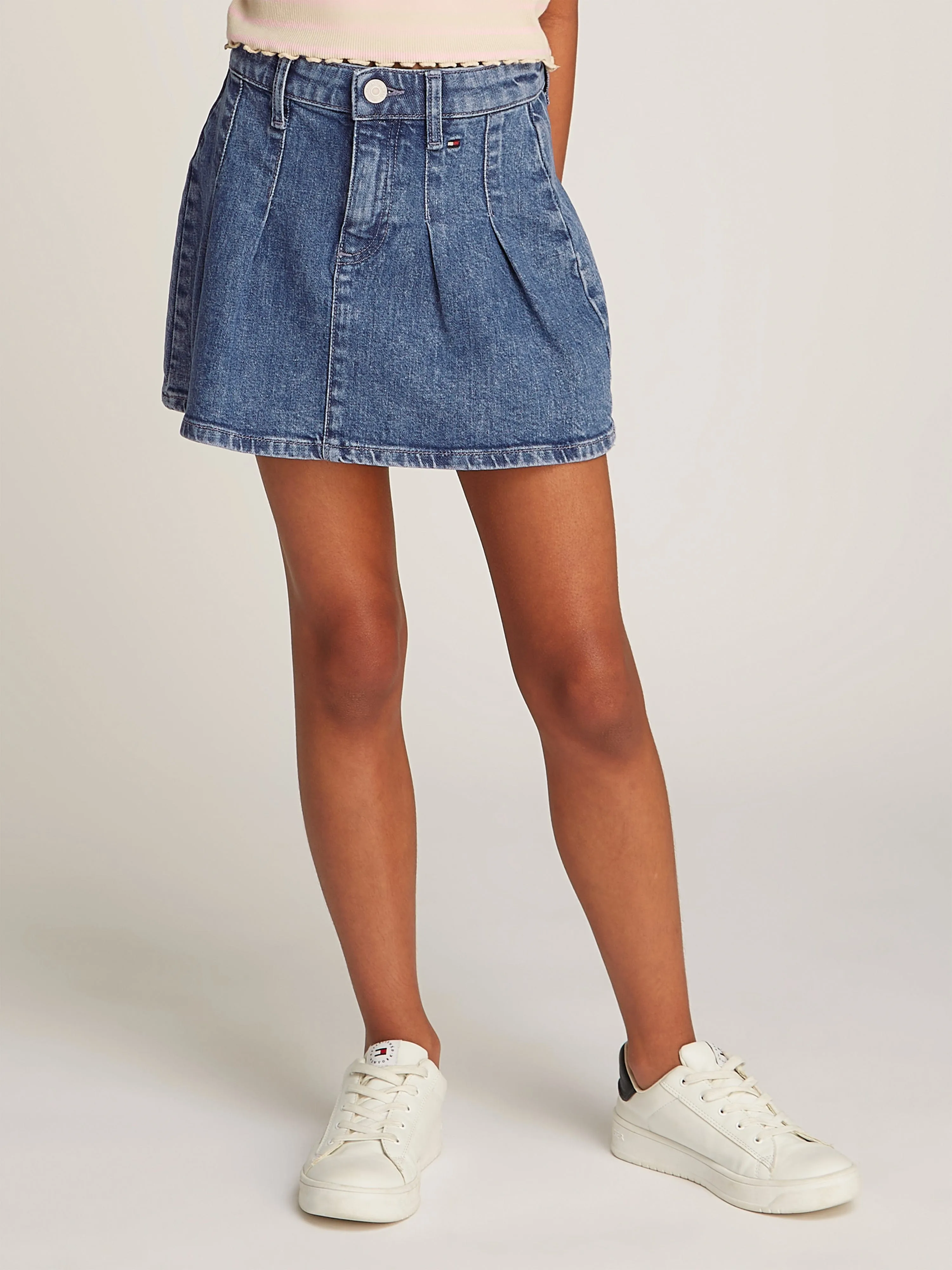 Mädchen Denim Plisseerock in Blau