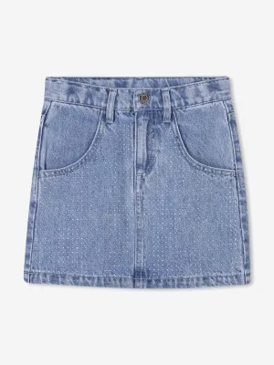 Mädchen Diamante Denim Rock in Blau