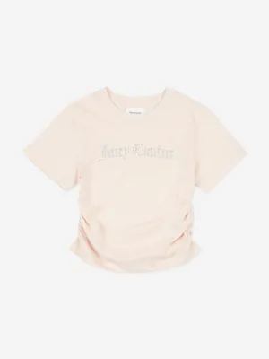 Mädchen Diamante Logo T-Shirt in Beige