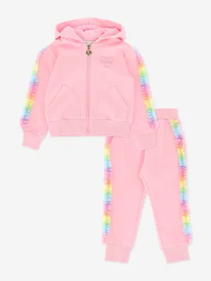 Mädchen Estella Regenbogen-Saum Trainingsanzug in Rosa