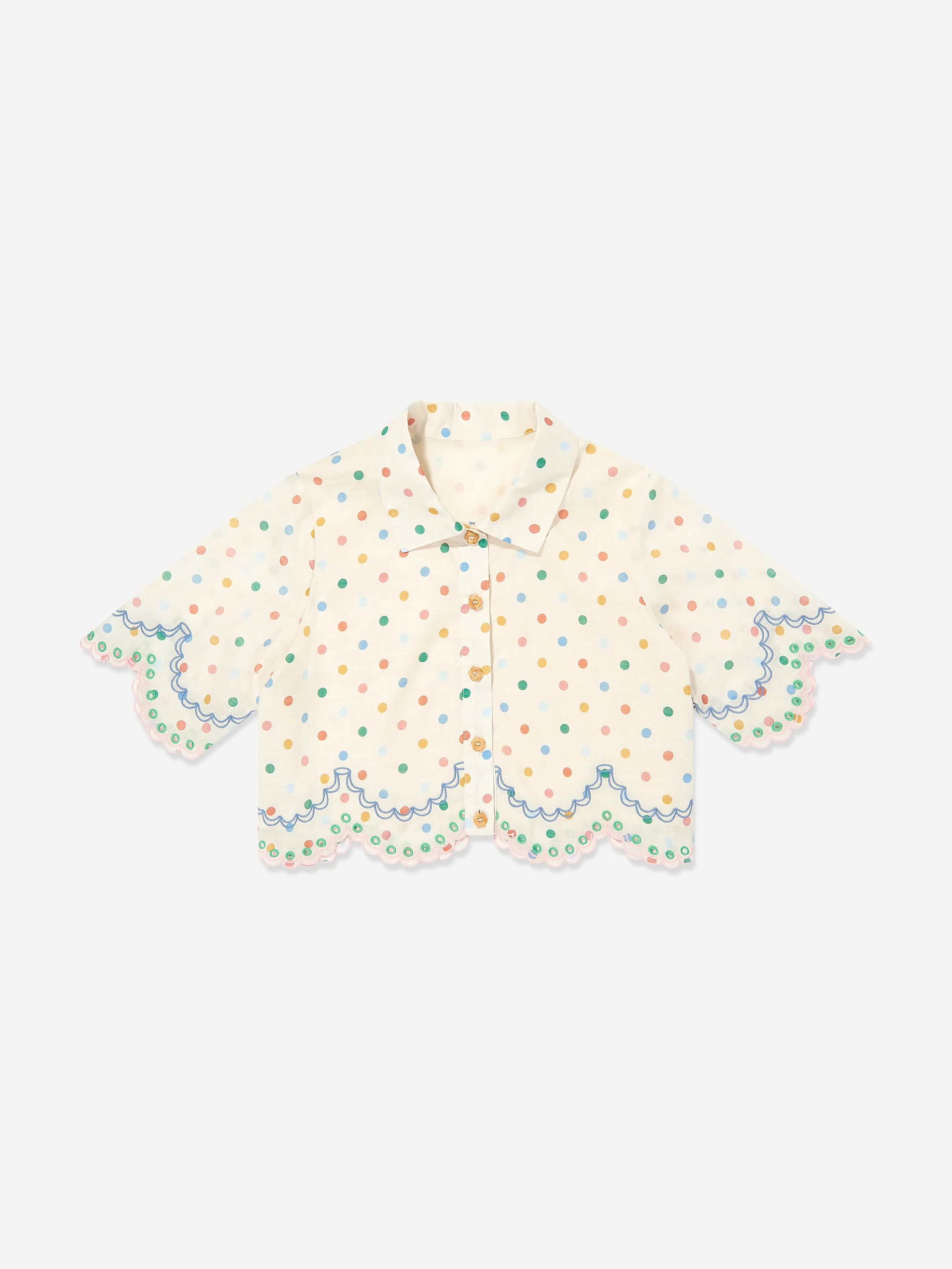 Everley Bestickte Bluse in Elfenbein für Mädchen