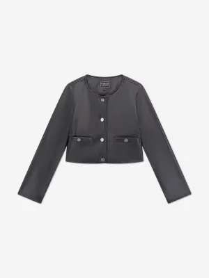 Mädchen Kunstlederjacke in Schwarz