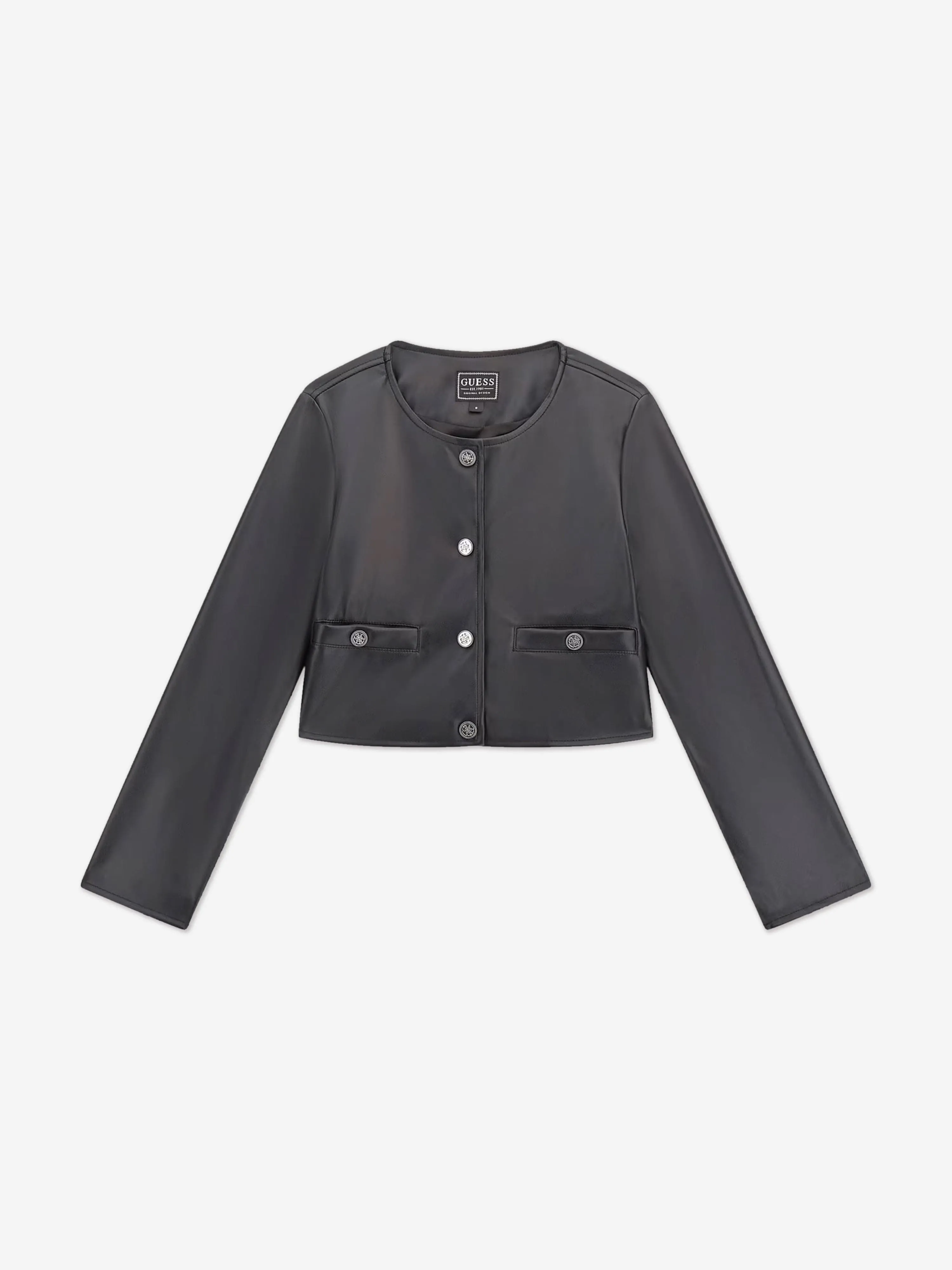Mädchen Kunstlederjacke in Schwarz