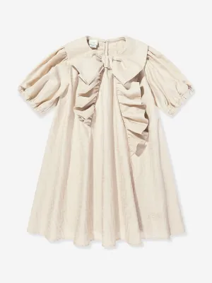 Mädchen FF Jacquard Logo Kleid in Beige