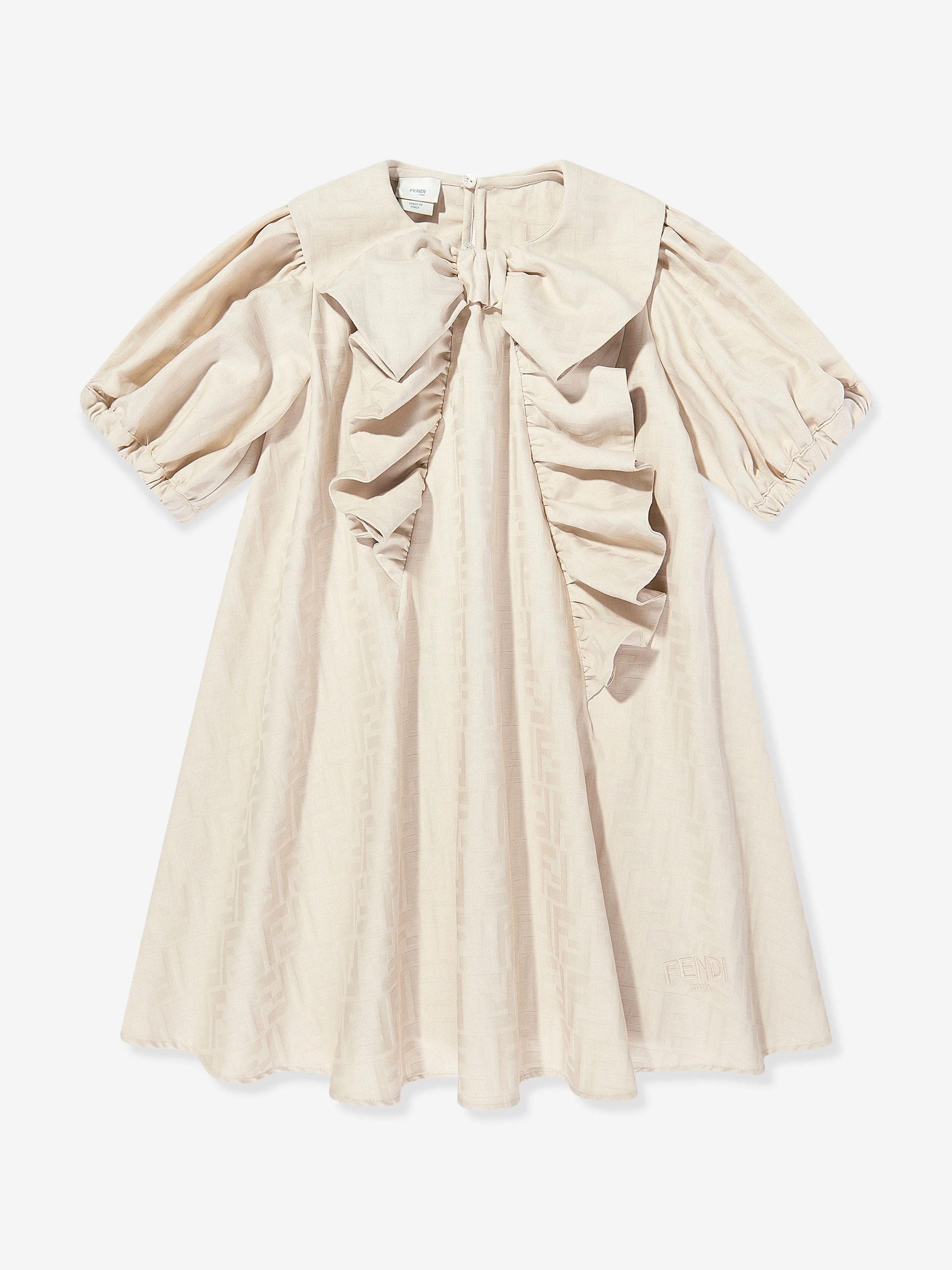 Mädchen FF Jacquard Logo Kleid in Beige