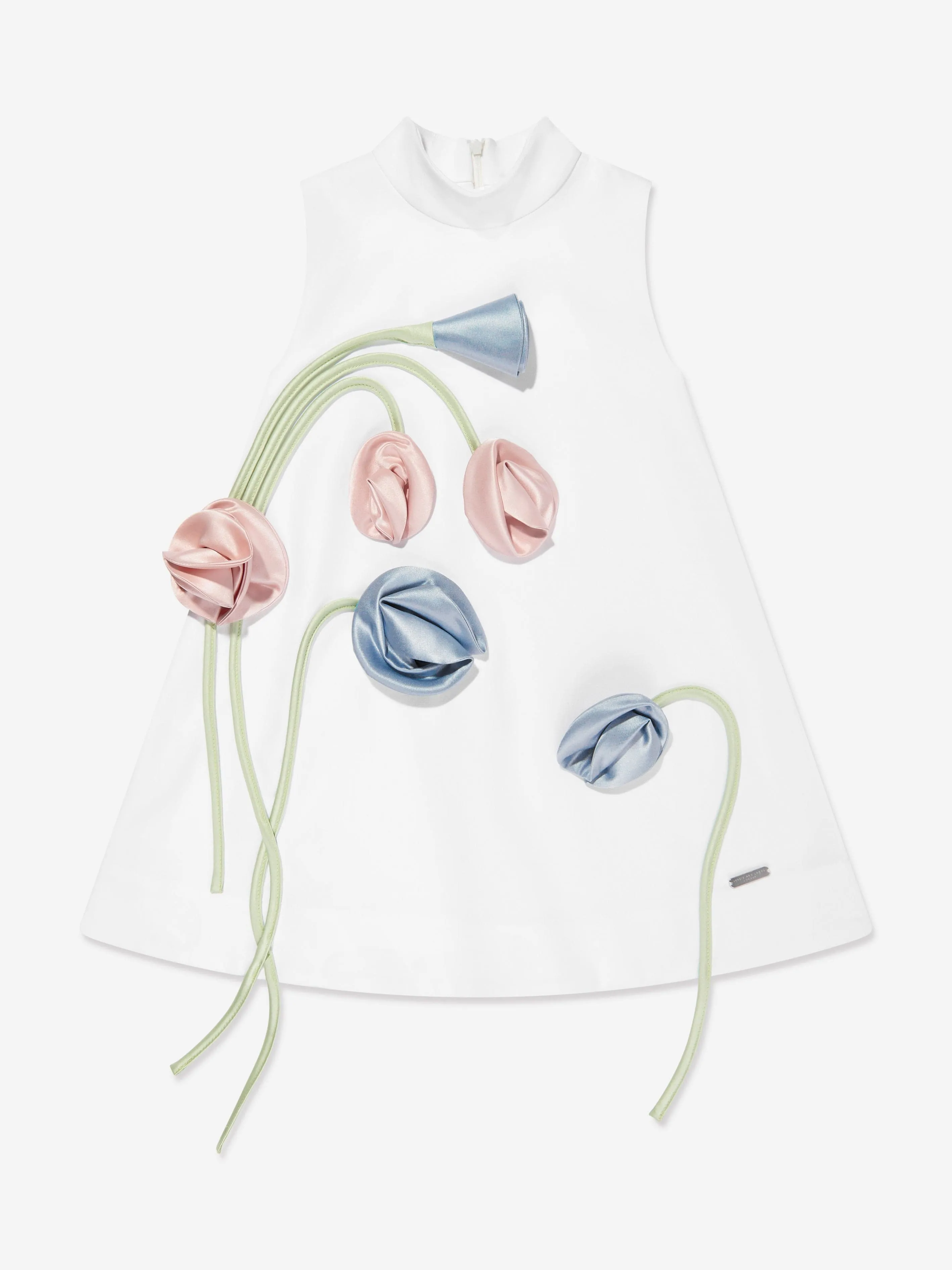 Mädchen Flora 3D-Blumenkleid in Weiß