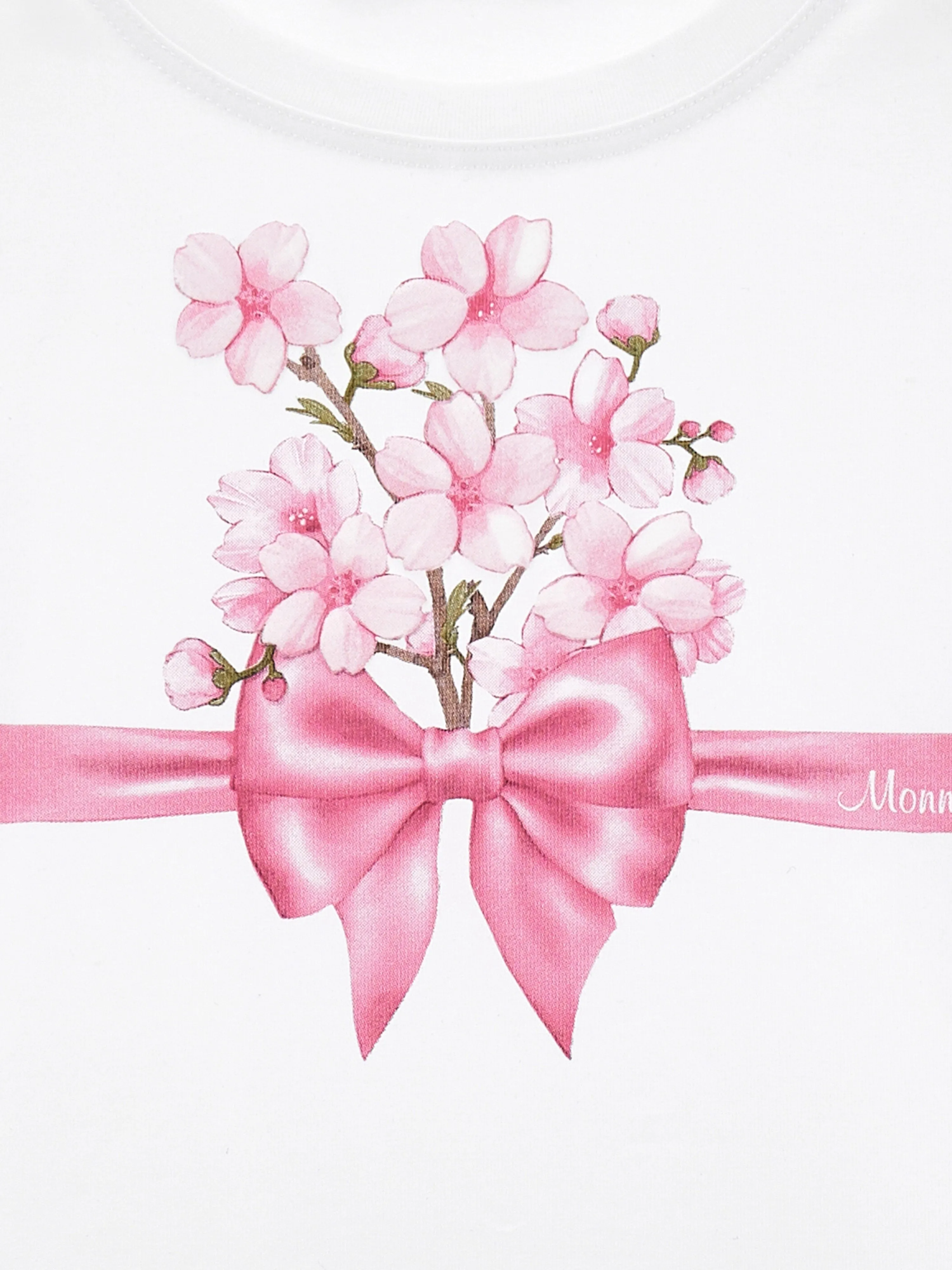 Mädchen Blumen-Schleifen T-Shirt in Weiß