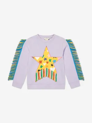 Mädchen Fransen Stern Sweatshirt in Lila