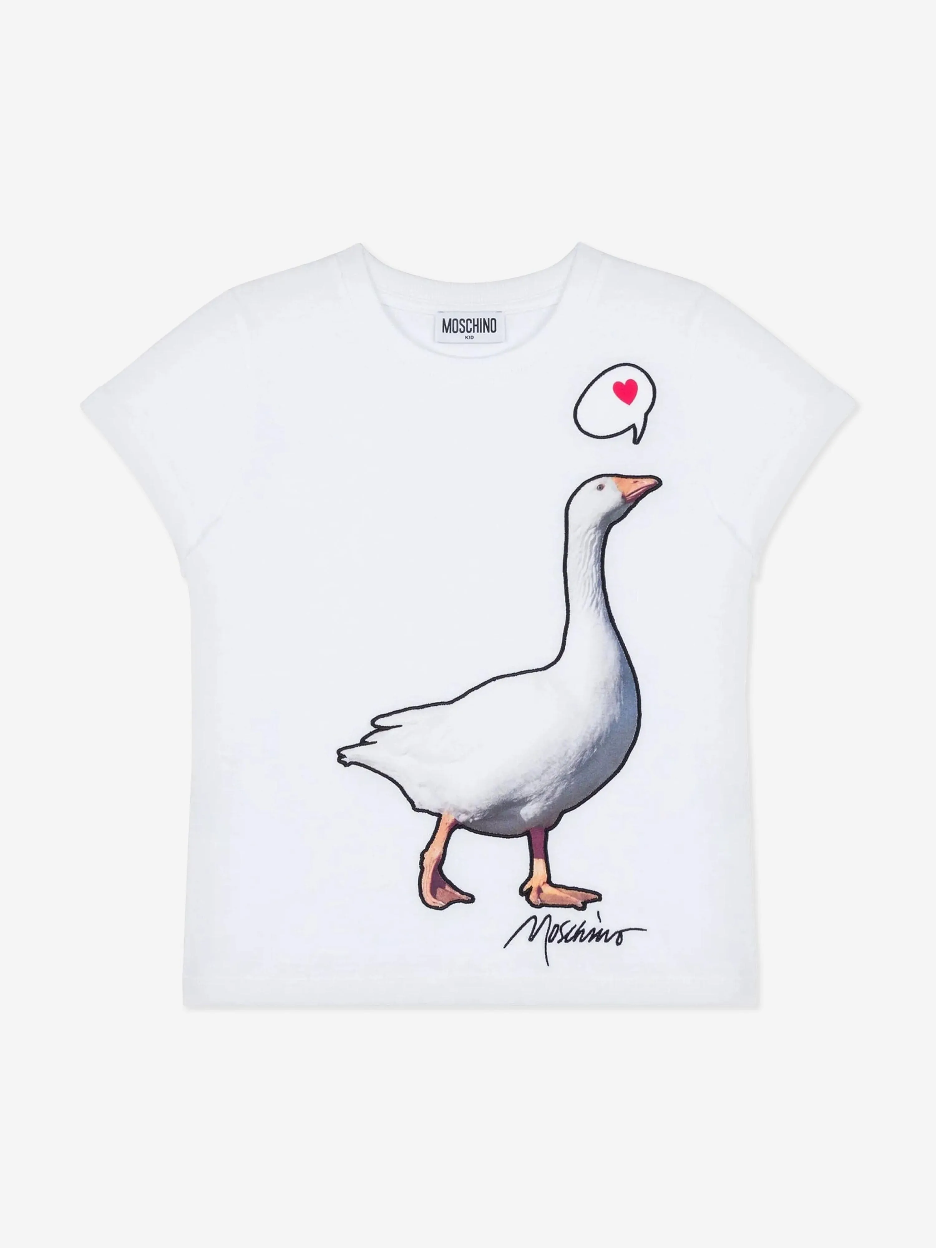 Mädchen Gans Print T-Shirt in Weiß
