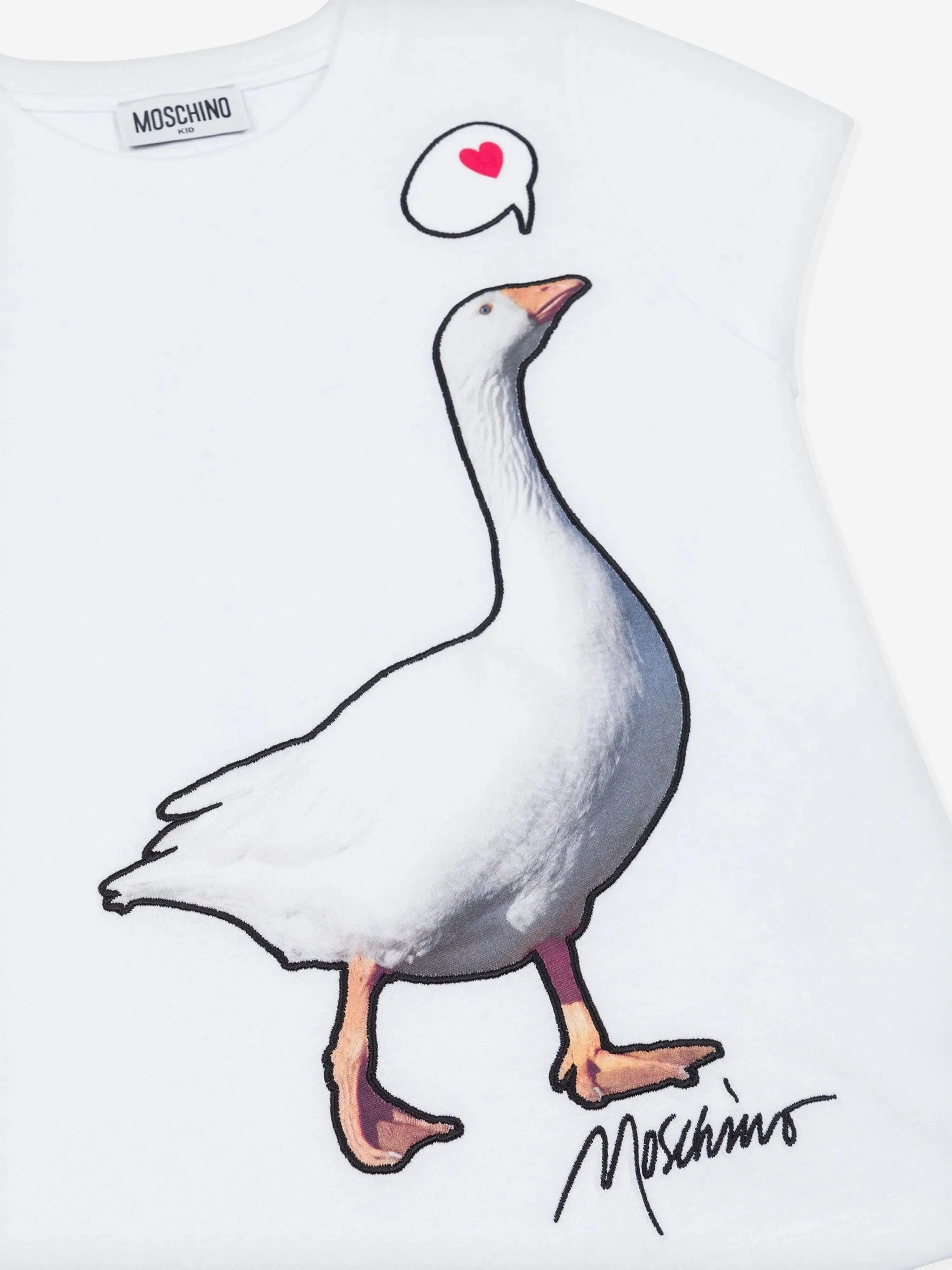 Mädchen Gans Print T-Shirt in Weiß