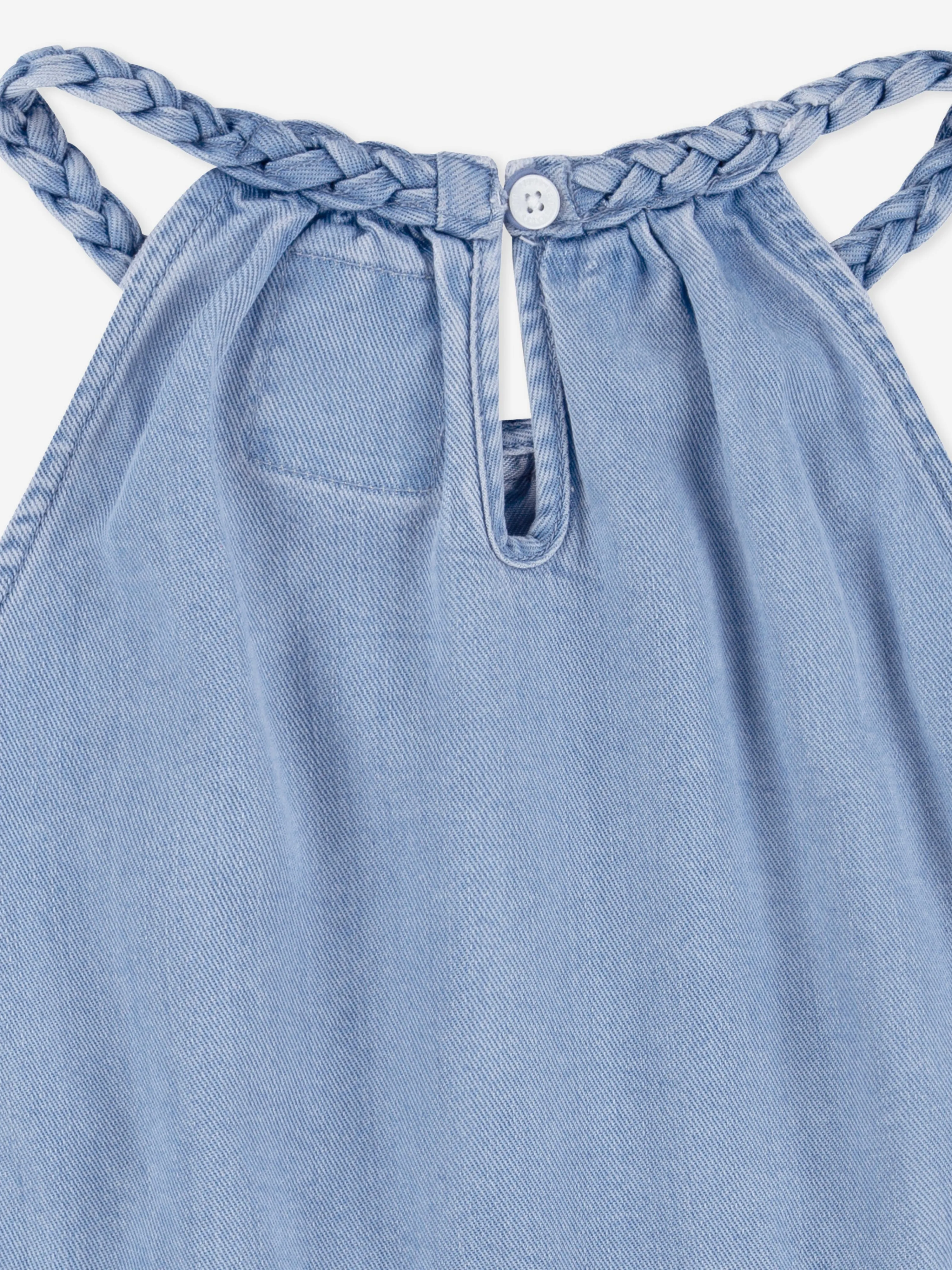 Mädchen Trägerkleid mit Etagen in Blau